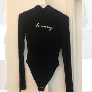 Black honey turtleneck bodysuit